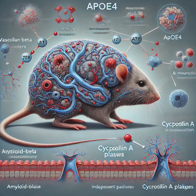 APOE4 accelerates advanced-stage vascular and neurodegenerative disorder in old Alzheimer’s mice via cyclophilin A independently of amyloid-β